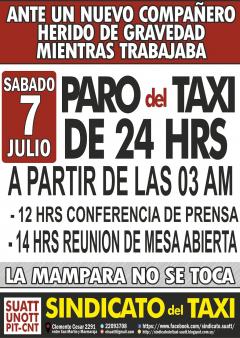 Taxistas paran 24 hs por trabajador herido de gravedad